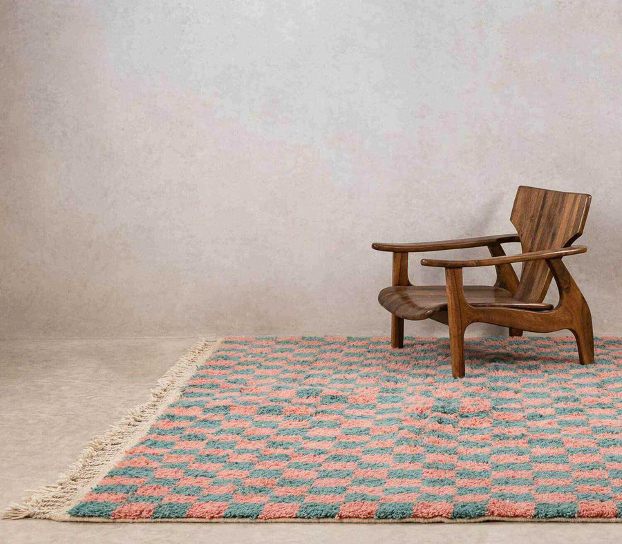 Moroccan checkered rug, handmade berber rug - 33bohemian
