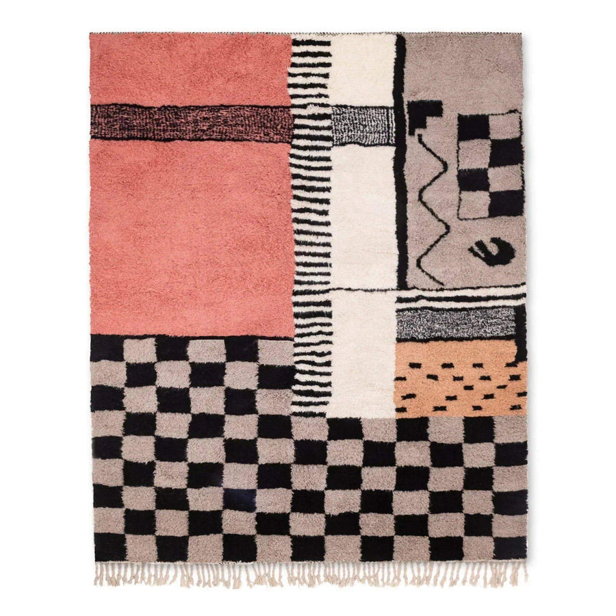 Handmade CHECKERED berber rug, Moroccan boujad rug - 33bohemian