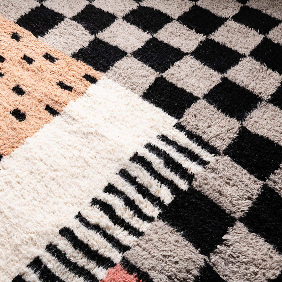 Handmade CHECKERED berber rug, Moroccan boujad rug - 33bohemian