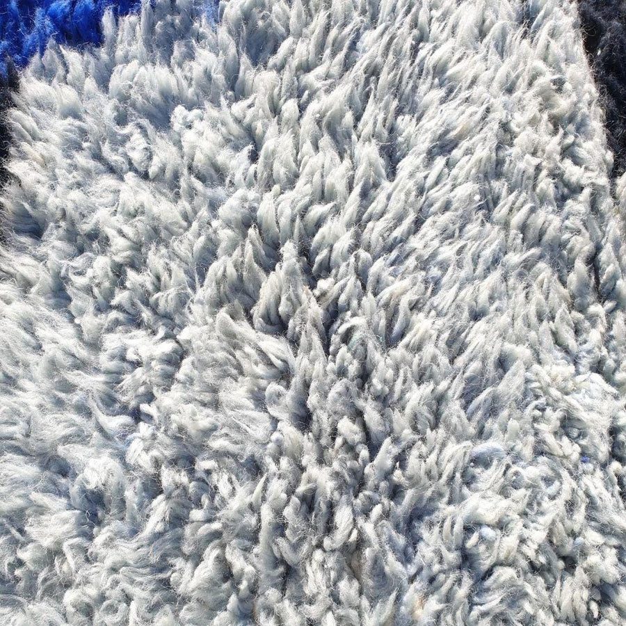 Handmade Moroccan Beni Ourain Rug: Black Geometric Wool Carpet