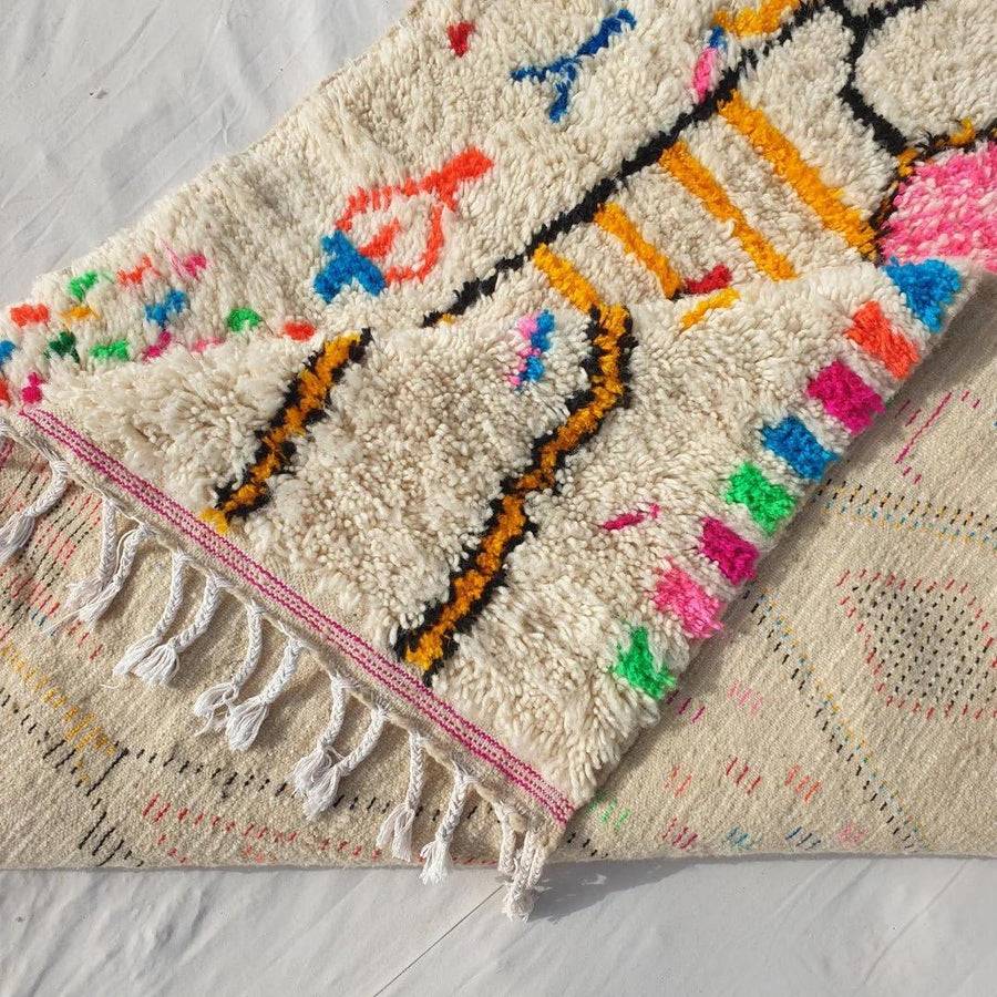 Handmade Azilal Rug: Pink Tribal Berber, Moroccan Wool Carpet