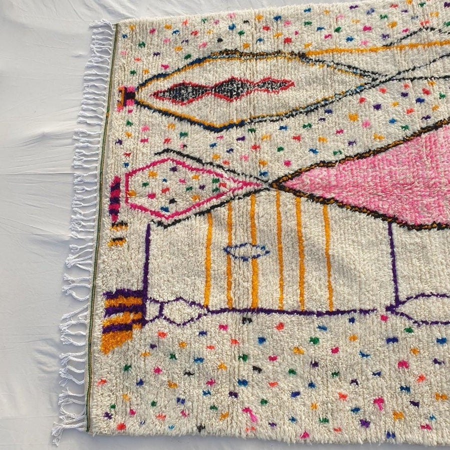 Handmade Beni Ourain Rug: Moroccan Wool Shag Carpet