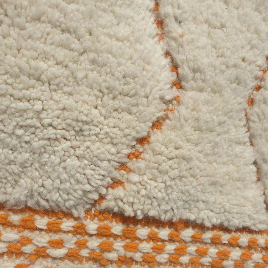 Handmade Beni Ourain Rug: Yellow White Moroccan Berber Carpet