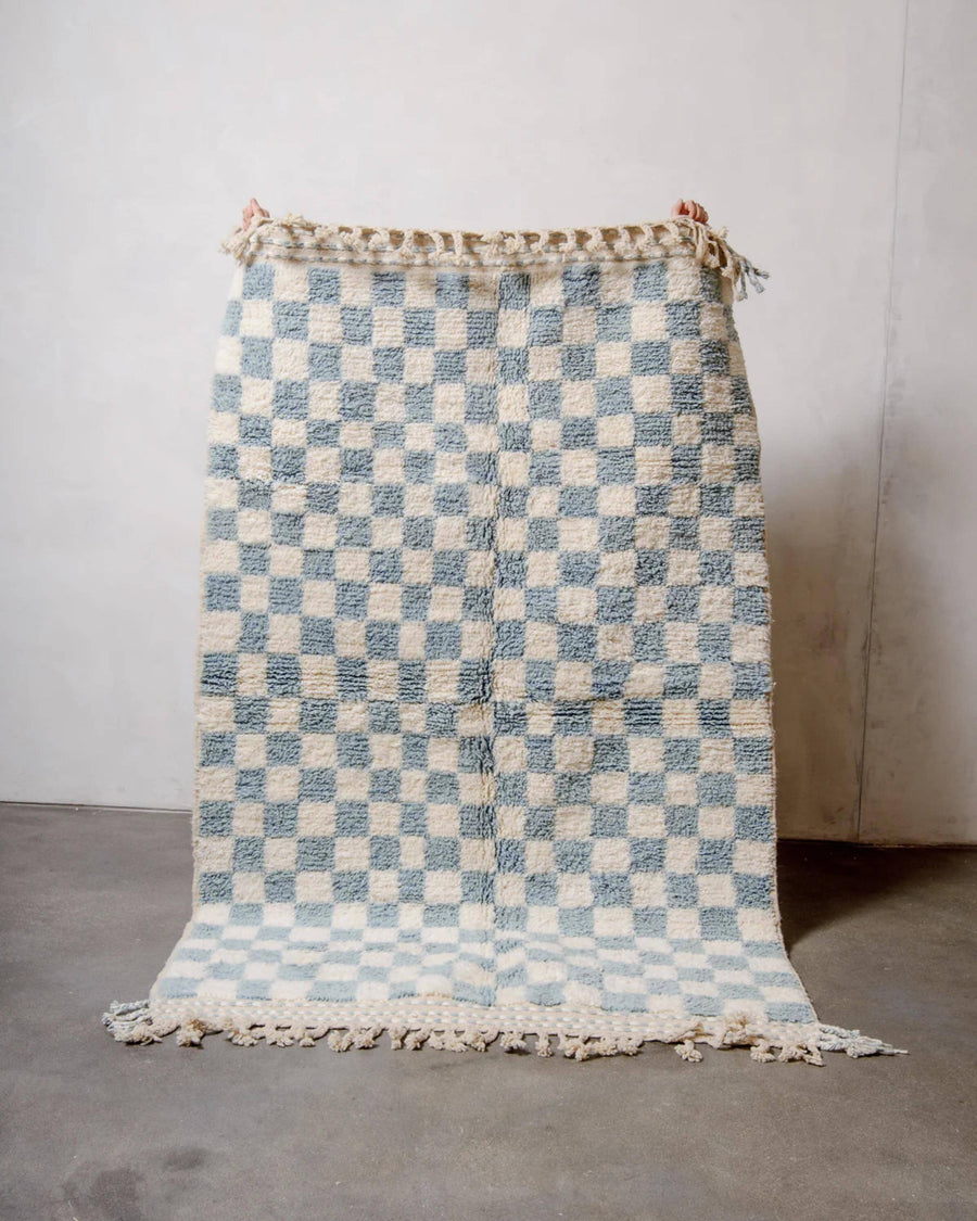 Handmade Beni Ourain Rug: Checkered Moroccan Rug, Custom Size