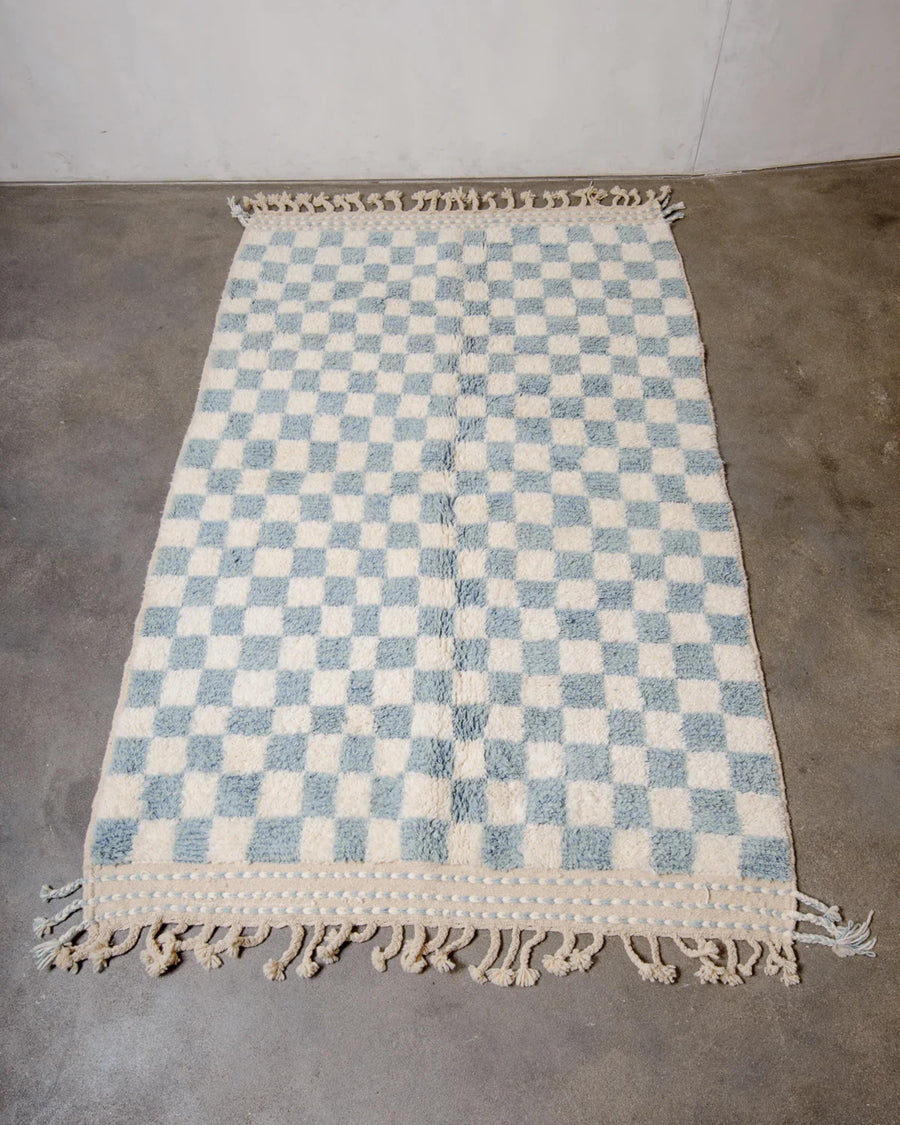 Handmade Beni Ourain Rug: Checkered Moroccan Rug, Custom Size