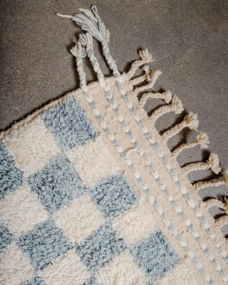 Handmade Beni Ourain Rug: Checkered Moroccan Rug, Custom Size