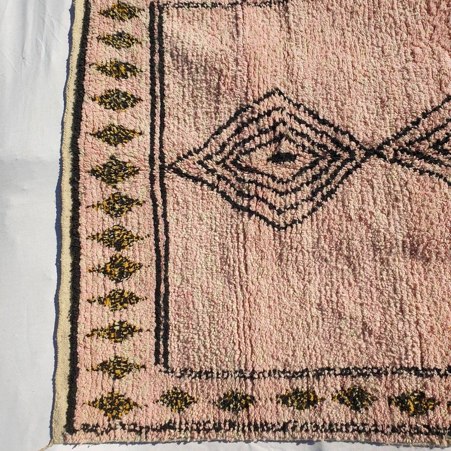 Handmade Beni Ourain Moroccan Rug: Peach Shaggy Wool Carpet