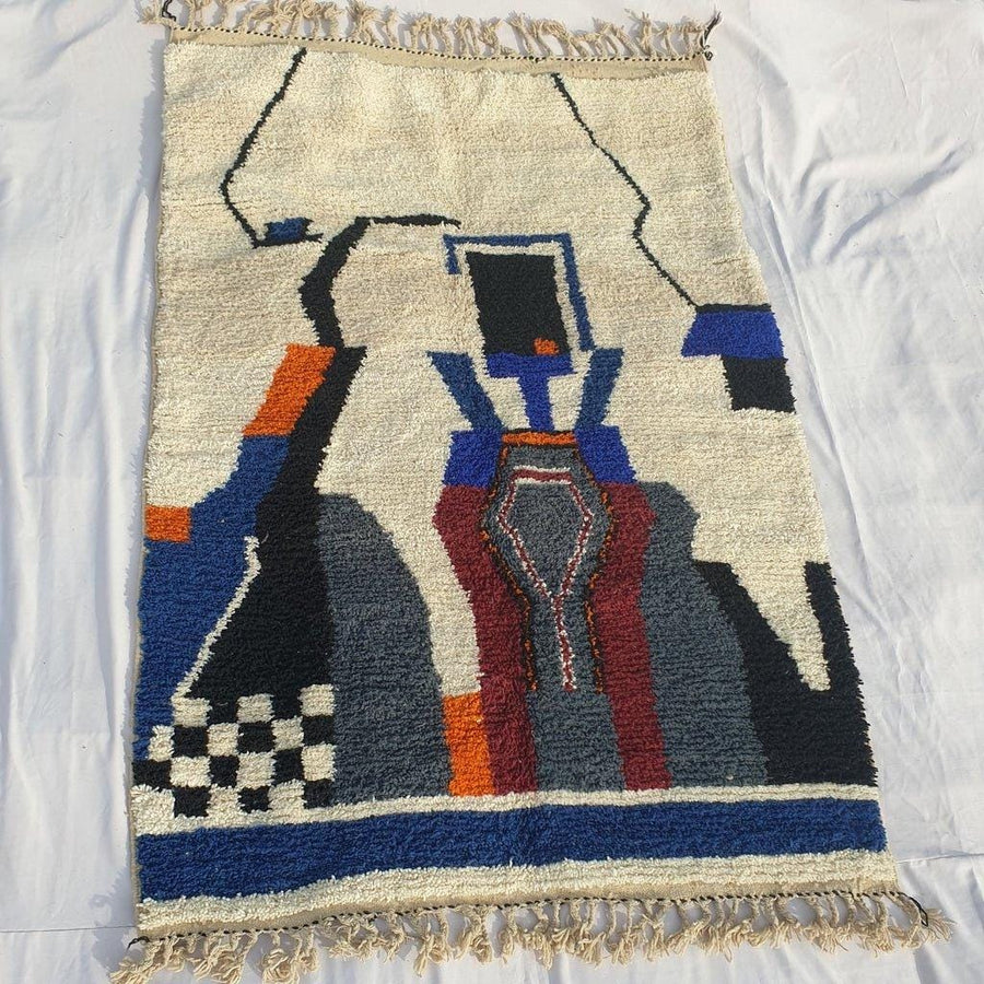 Handmade Beni Ourain Wool Rug: Moroccan Berber Shag Carpet