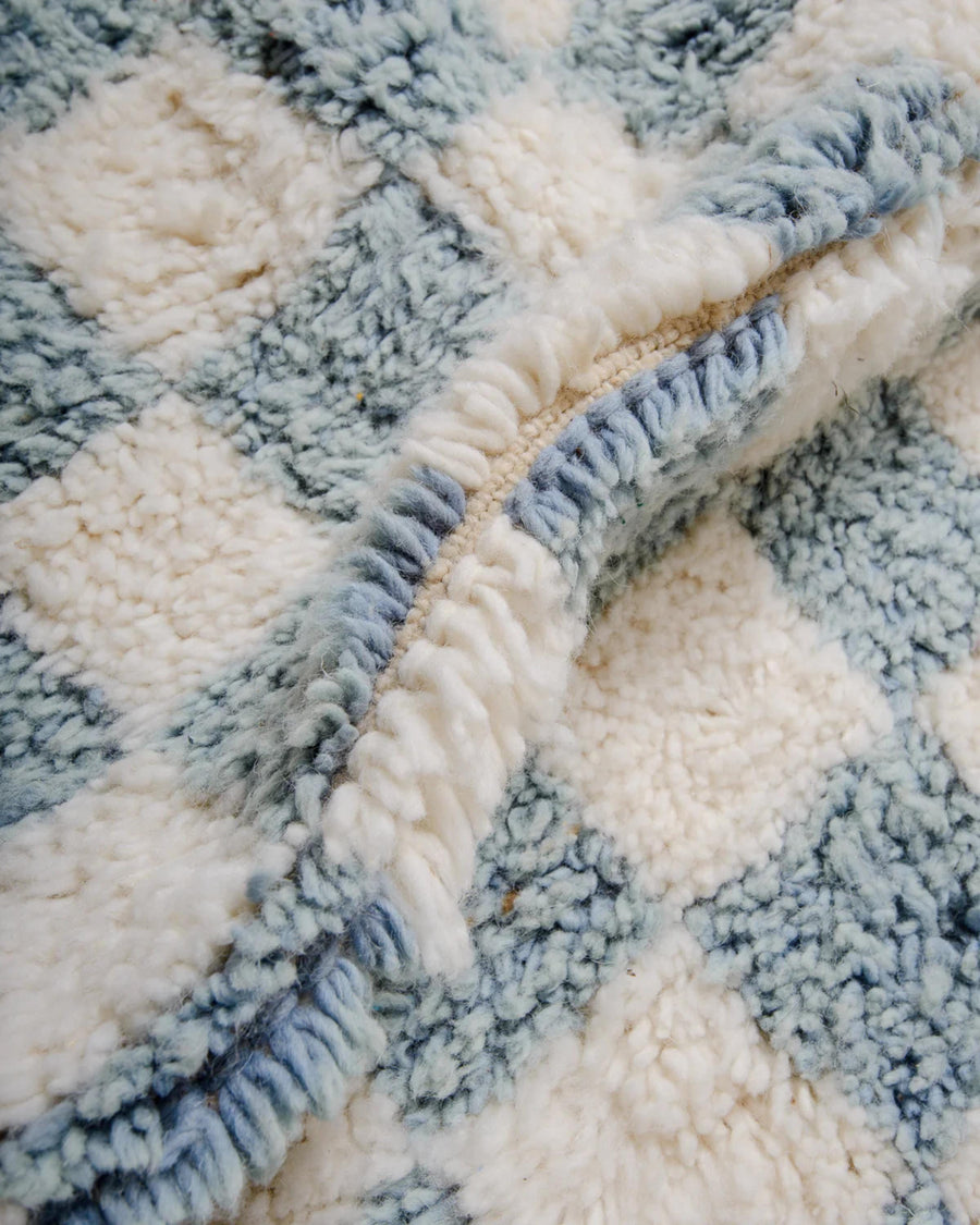 Handmade Beni Ourain Rug: Checkered Moroccan Rug, Custom Size