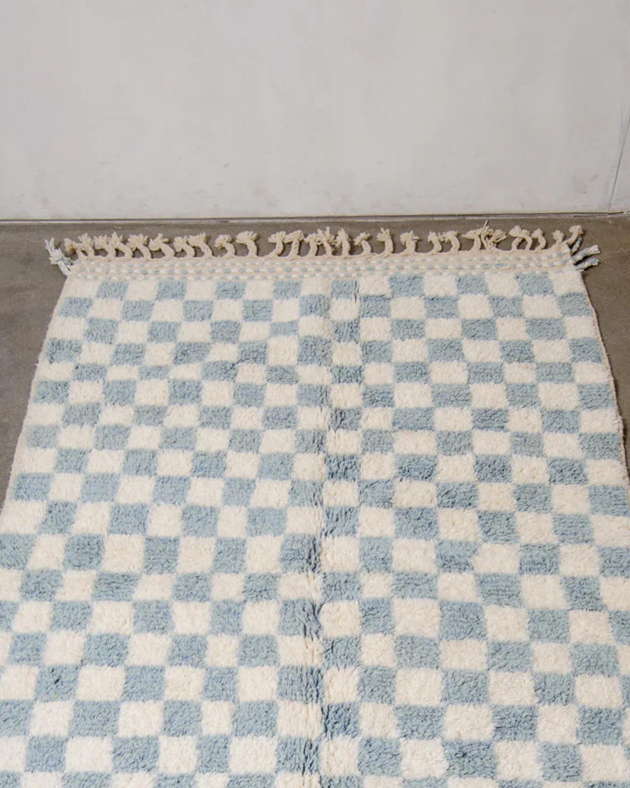 Handmade Beni Ourain Rug: Checkered Moroccan Rug, Custom Size