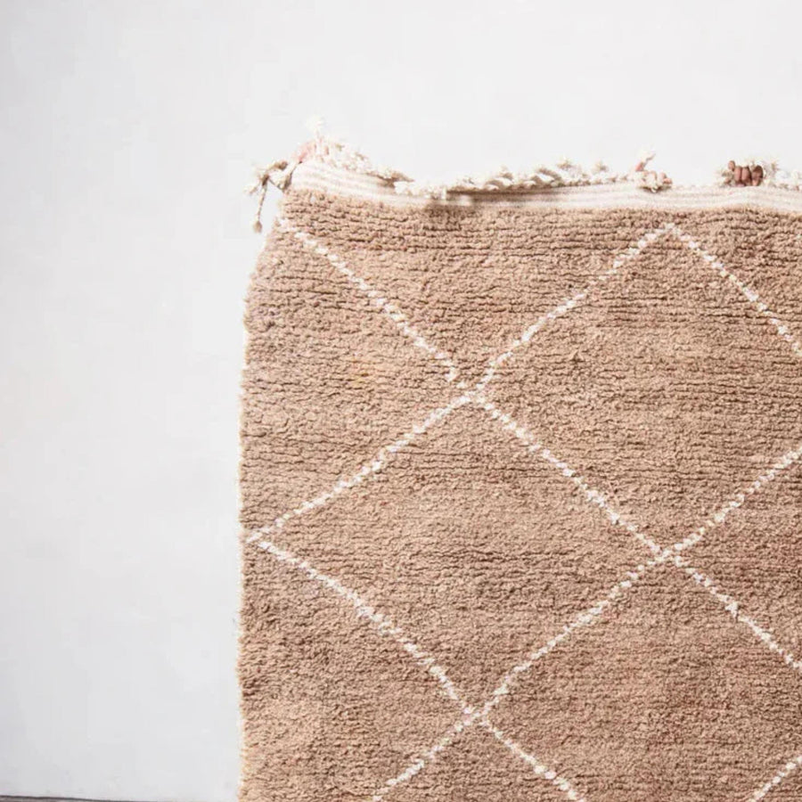 Handmade Beni Ourain Moroccan Rug: Neutral Bohemian Decor, Custom Size