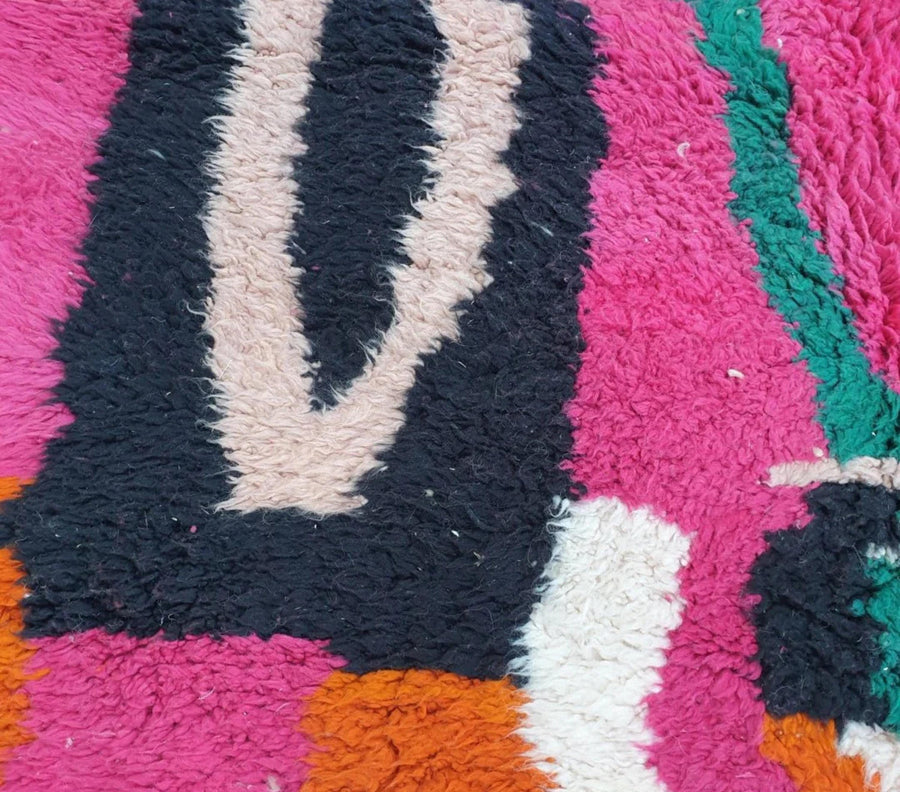 Handmade Beni Ourain Rug: Pink Moroccan Rug, Bohemian Style
