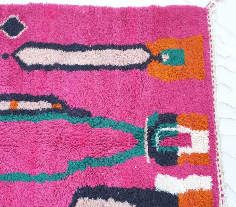 Handmade Beni Ourain Rug: Pink Moroccan Rug, Bohemian Style
