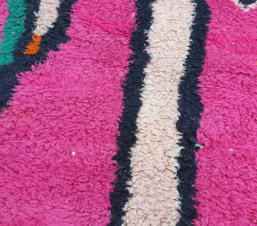 Handmade Beni Ourain Rug: Pink Moroccan Rug, Bohemian Style