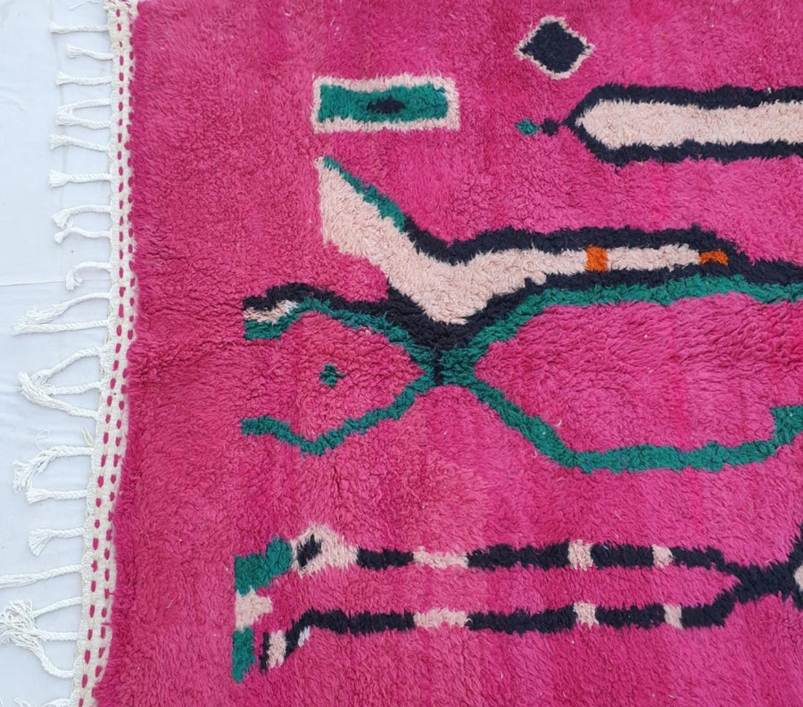 Handmade Beni Ourain Rug: Pink Moroccan Rug, Bohemian Style