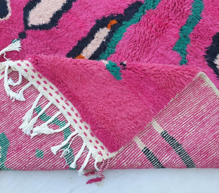 Handmade Beni Ourain Rug: Pink Moroccan Rug, Bohemian Style