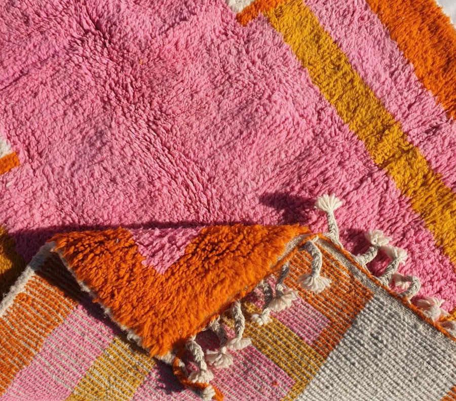 Handmade Light Pink Moroccan Wool Rug: Geometric 9x12 Area Rug