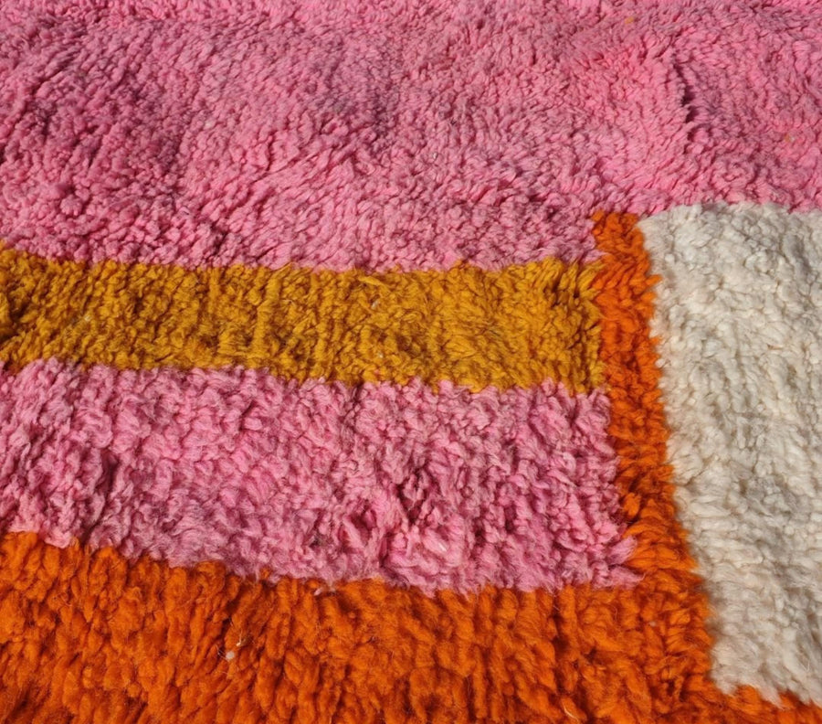 Handmade Light Pink Moroccan Wool Rug: Geometric 9x12 Area Rug