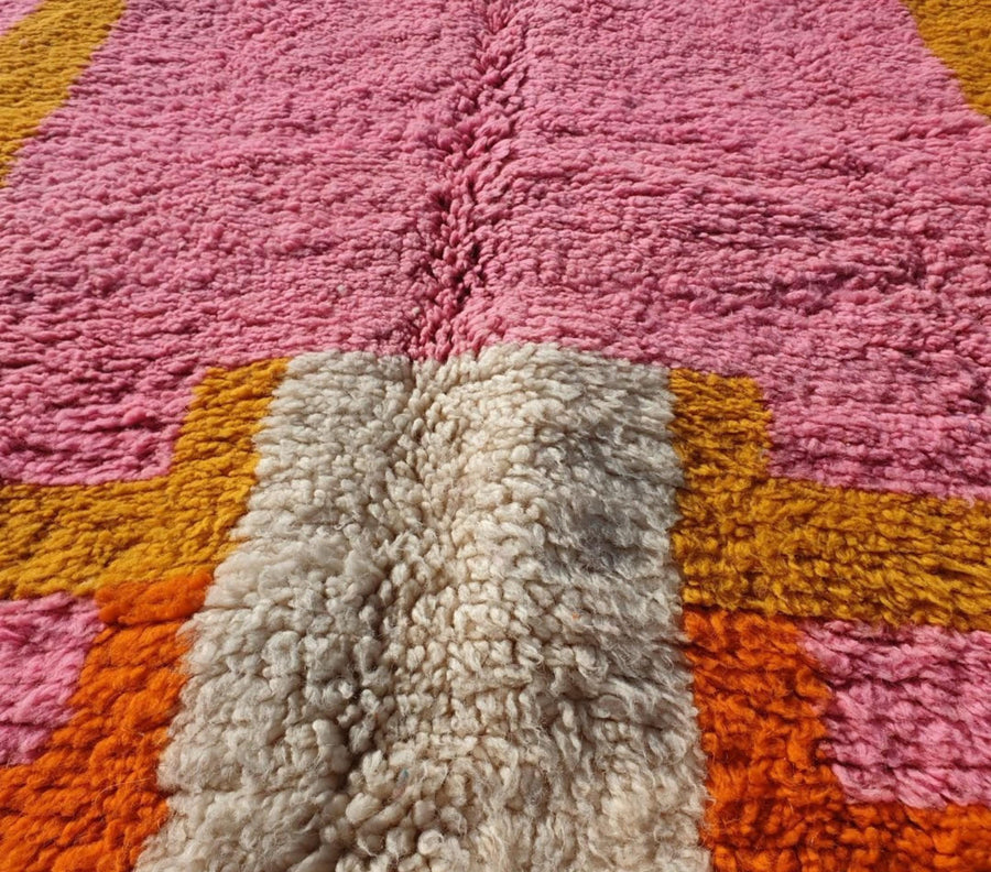 Handmade Light Pink Moroccan Wool Rug: Geometric 9x12 Area Rug