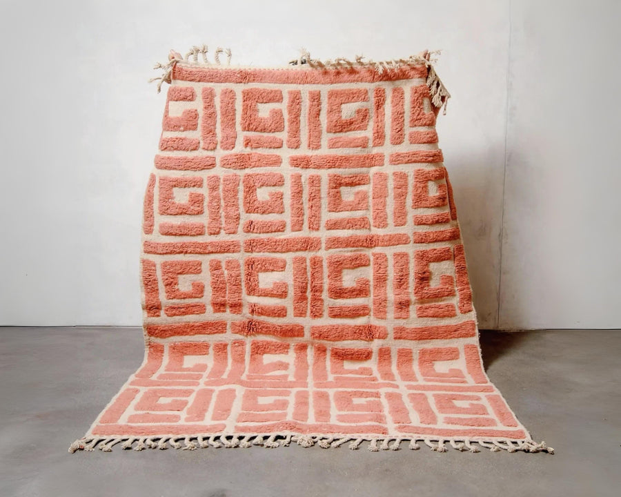 Handmade Beni Ourain Rug: Custom Moroccan Rug, Neutral Geometric Decor