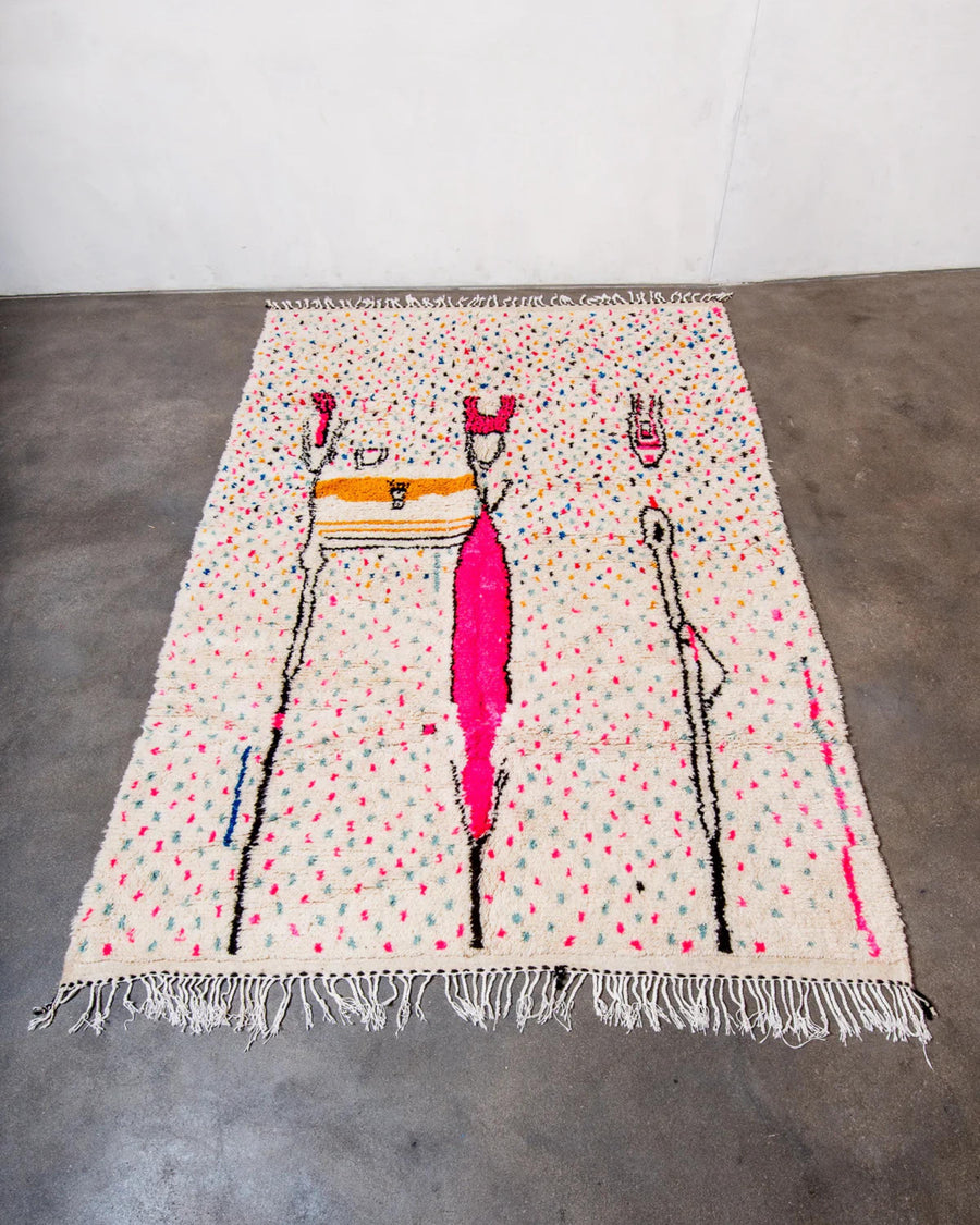 Handmade Beni Ourain Berber Rug: Moroccan White Wool, Azilal Style