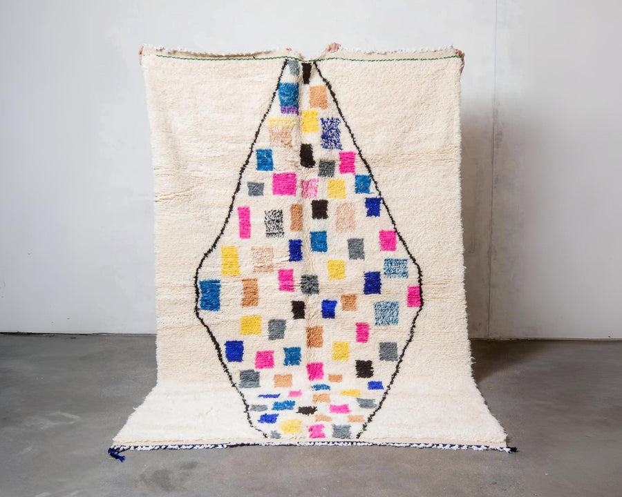 Handmade Wool Moroccan Rug: Colorful Beni Ourain, Custom Azilal Design