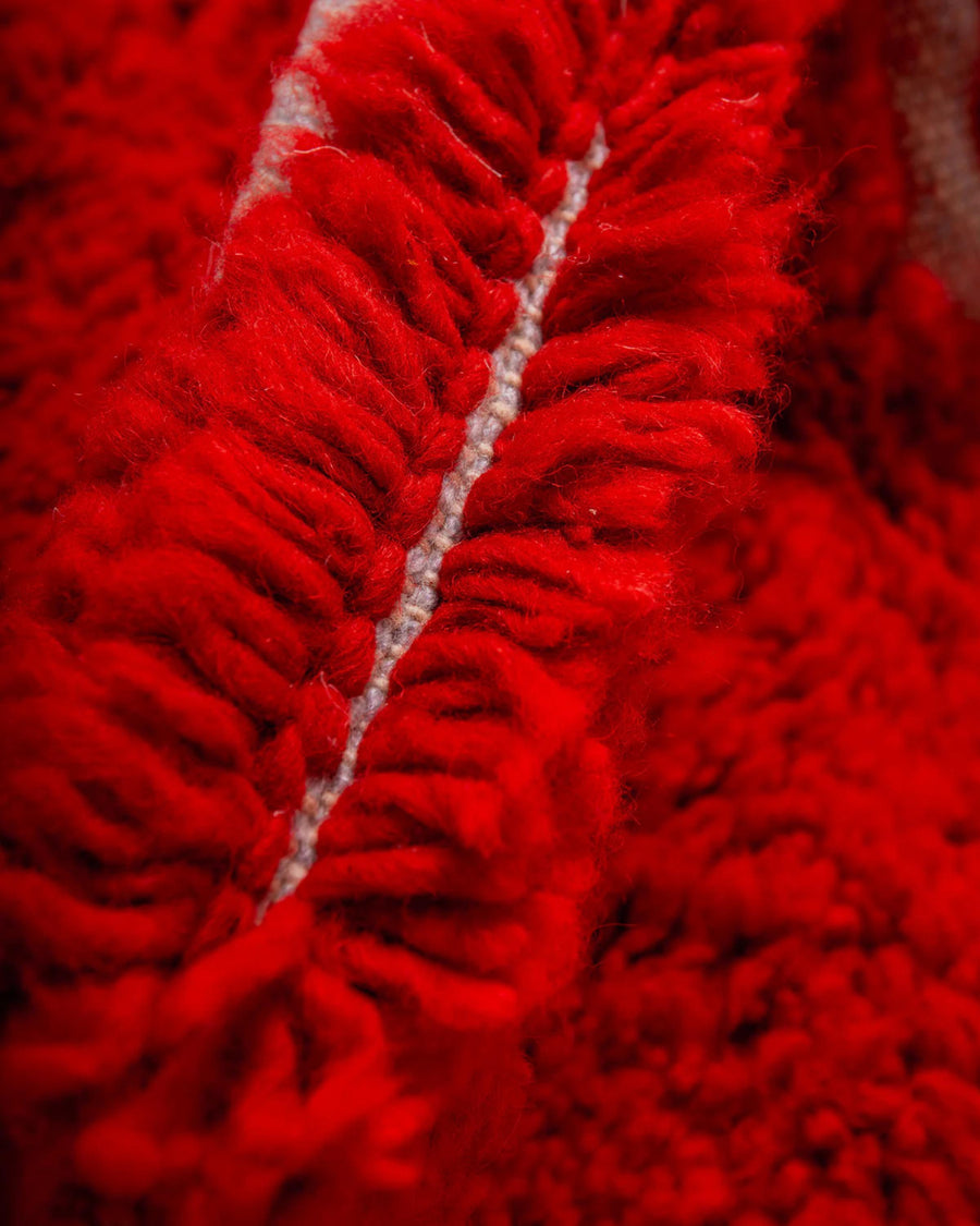 Handmade Red Wool Moroccan Kilim Rug: Large Berber Design
