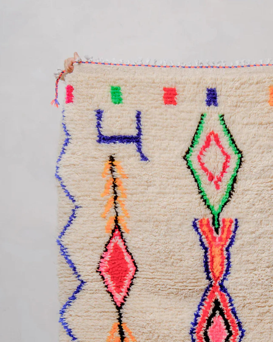 Handmade Beni Ourain Berber Rug: Moroccan Wool, Geometric Design