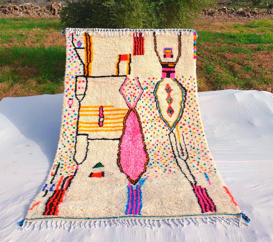 Custom Moroccan Rug: Handmade Berber Azilal Shag Carpet