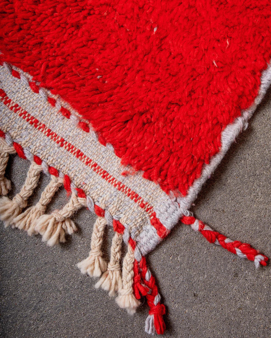 Handmade Red Wool Moroccan Kilim Rug: Large Berber Design
