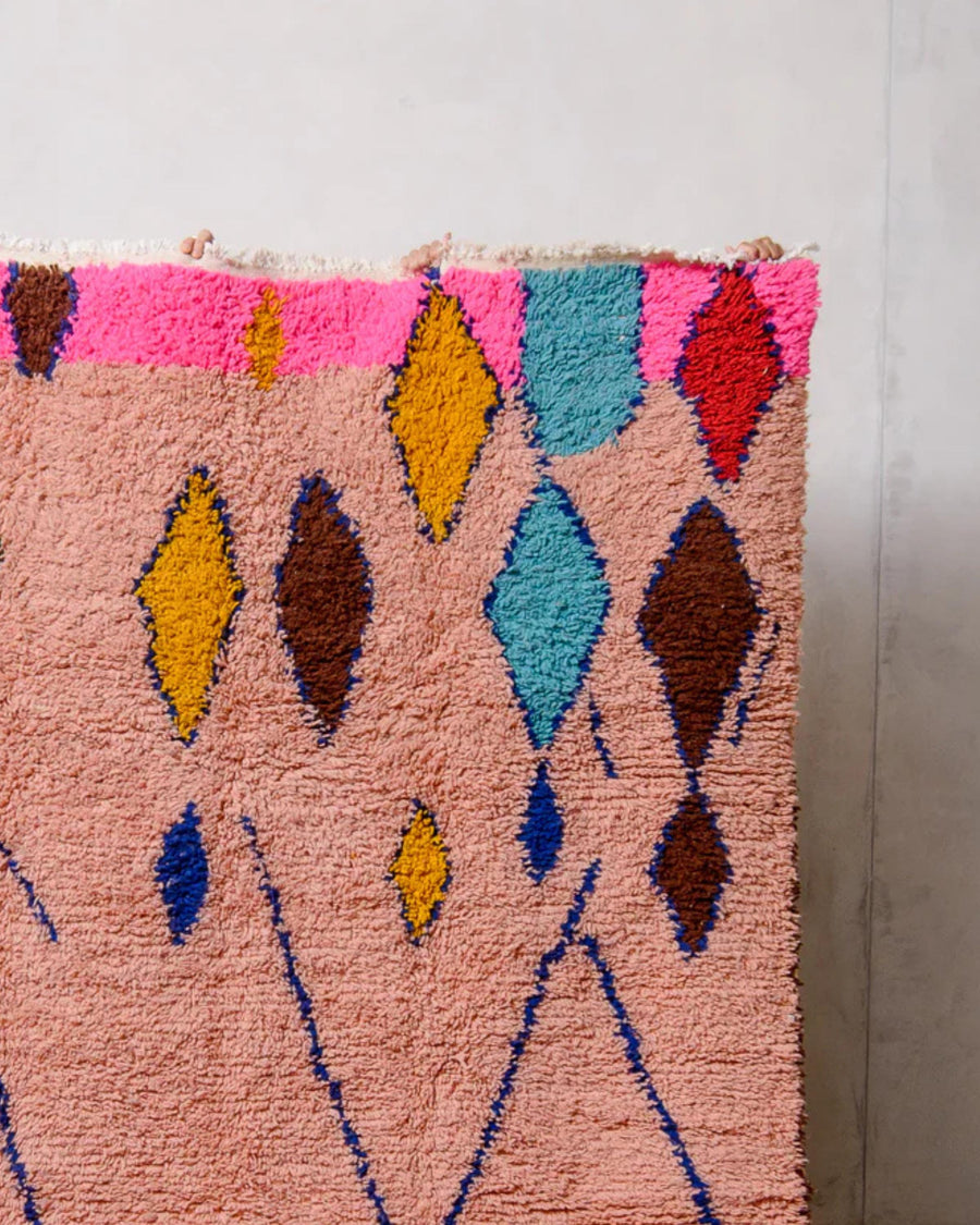 Handmade Moroccan Berber Rug: Colorful Boujaad Wool Rug