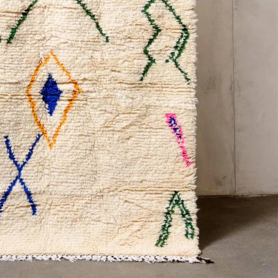 Handwoven Argyle Berber Rug: Extra Large Moroccan Azilal Wool Rug
