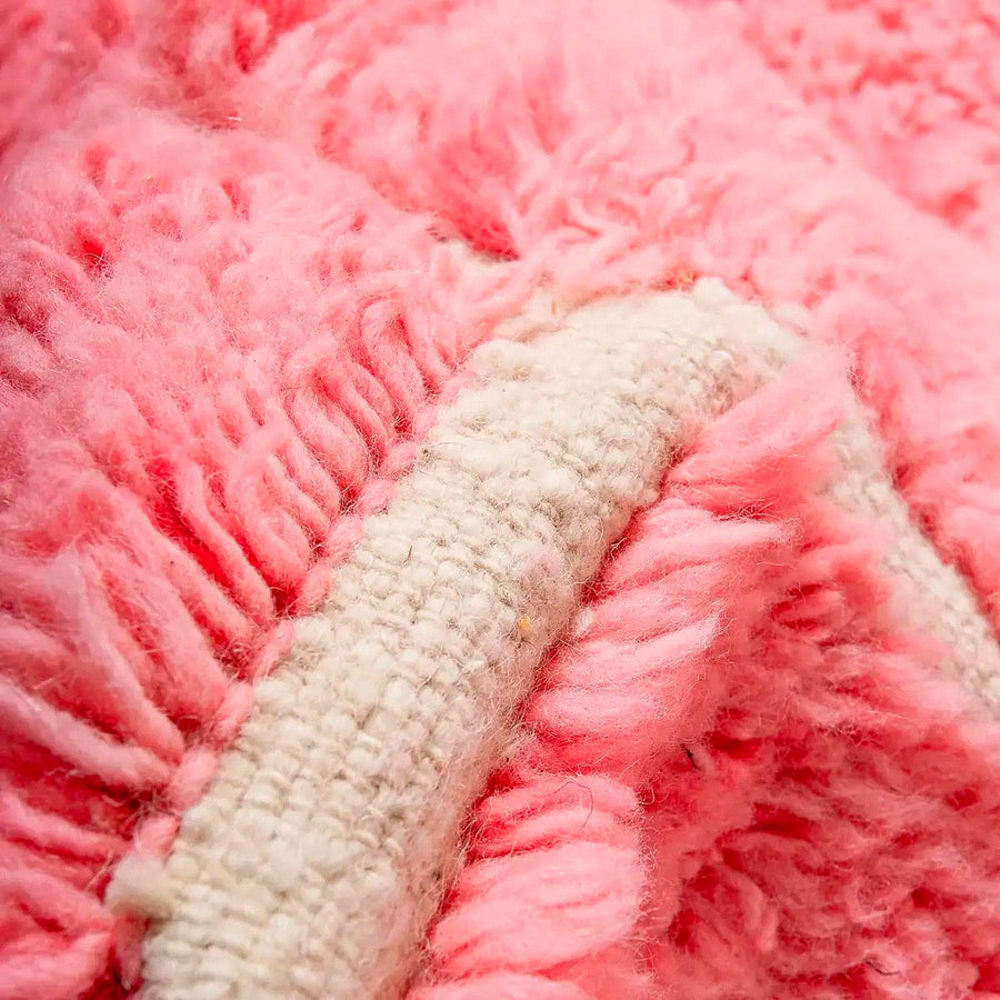 Handmade Hot Pink Berber Rug: Moroccan Wool Fluffy Carpet