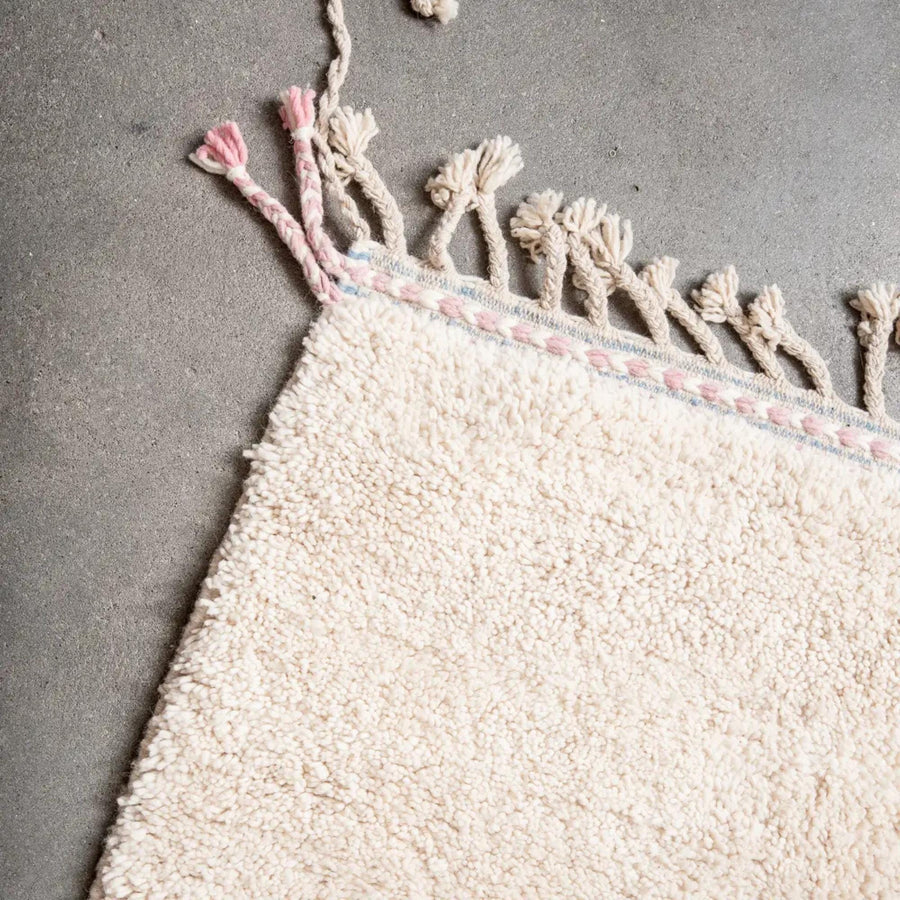 Handmade Moroccan Wool Rug: Berber Grid Design, Boho Decor