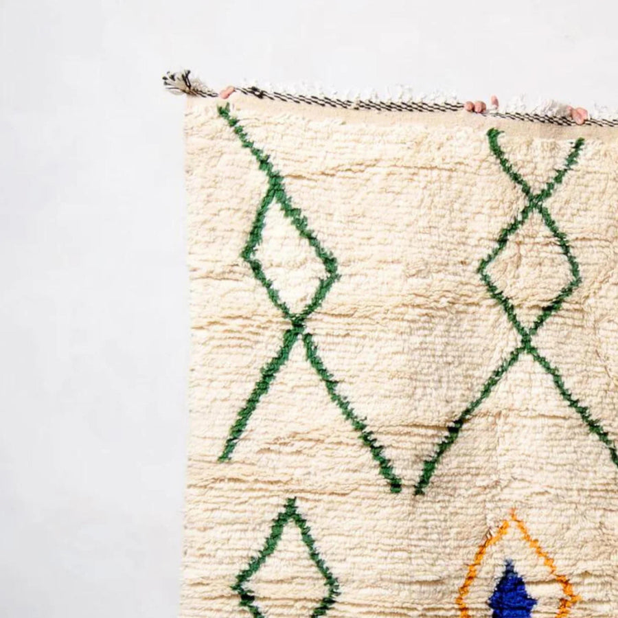 Handwoven Argyle Berber Rug: Extra Large Moroccan Azilal Wool Rug