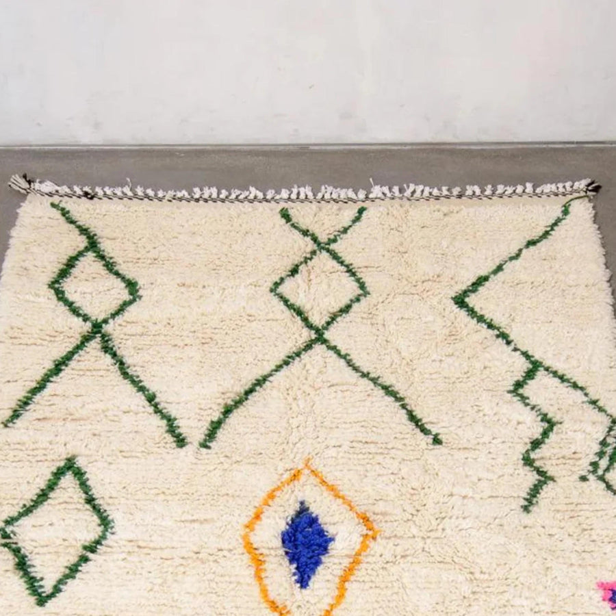 Handwoven Argyle Berber Rug: Extra Large Moroccan Azilal Wool Rug