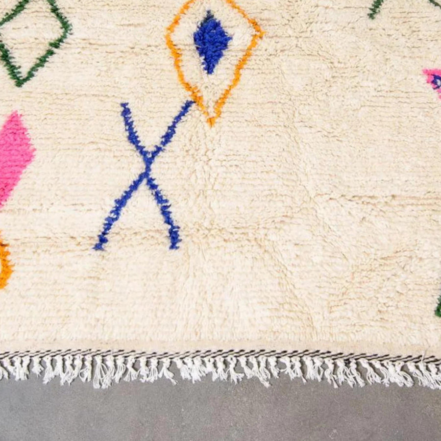 Handwoven Argyle Berber Rug: Extra Large Moroccan Azilal Wool Rug