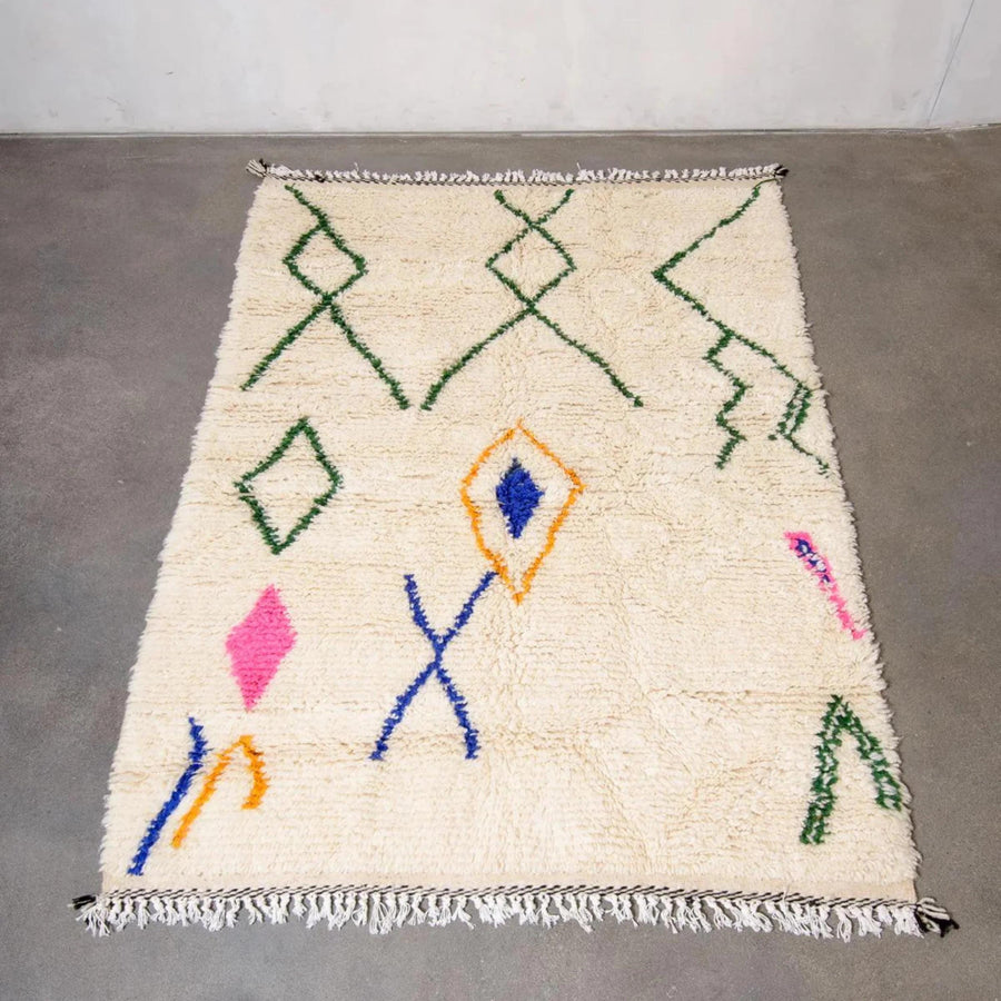 Handwoven Argyle Berber Rug: Extra Large Moroccan Azilal Wool Rug