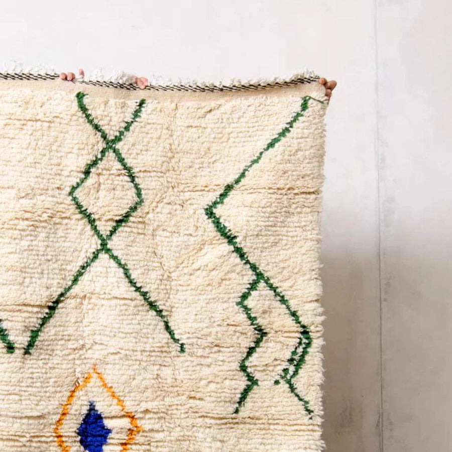 Handwoven Argyle Berber Rug: Extra Large Moroccan Azilal Wool Rug