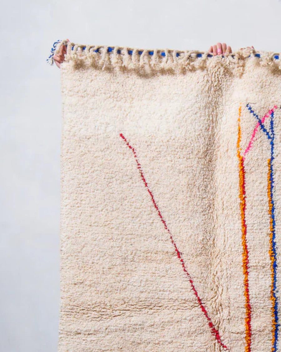 Handwoven Argyle Berber Rug: Cream Wool Moroccan Carpet