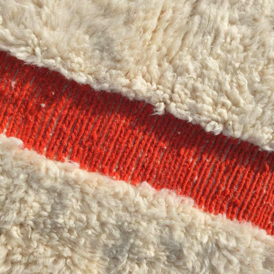 Hand Tufted Moroccan Rug: Orange & White Bohemian Berber Rug