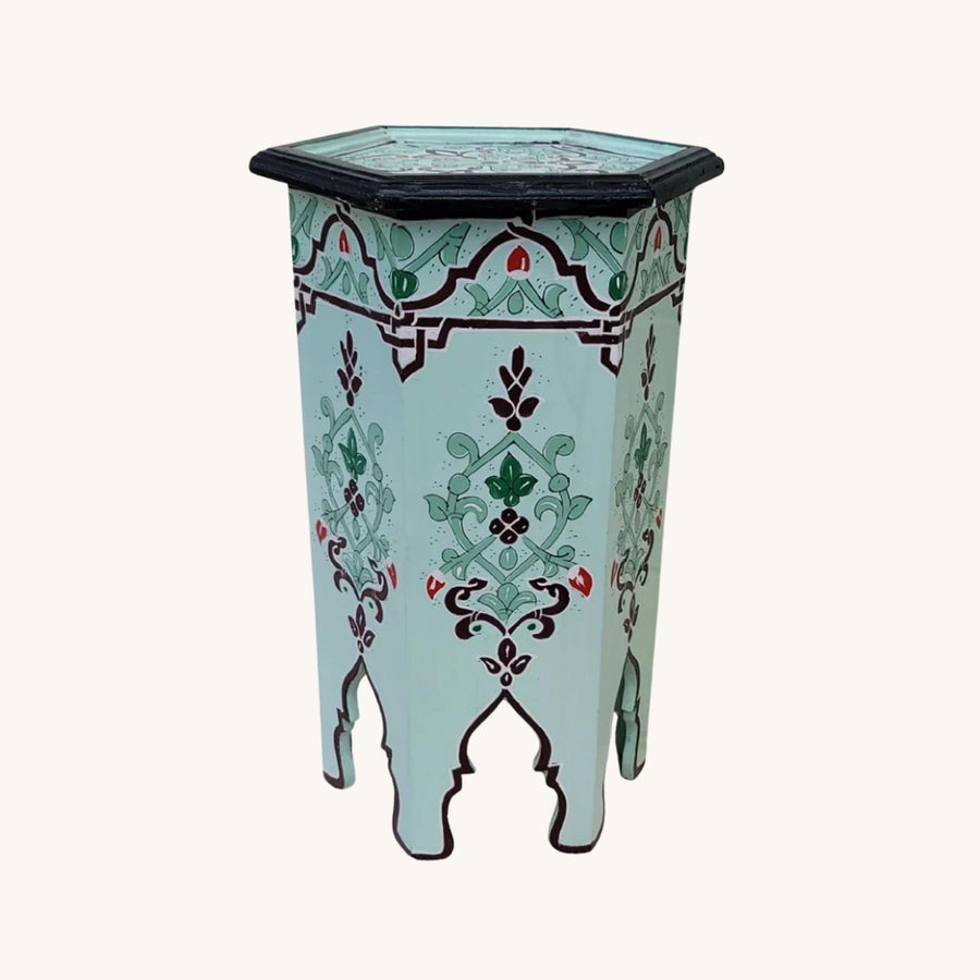 Handpainted Moroccan Coffee Table: Round Wooden Accent Table