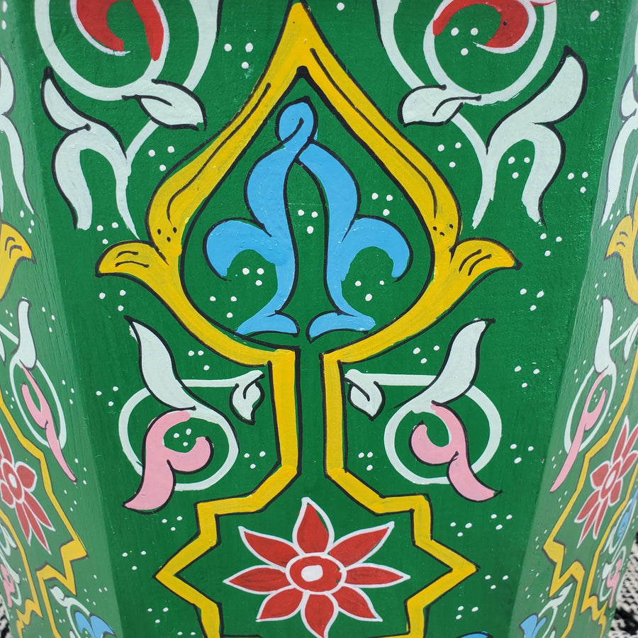 Handpainted Moroccan Coffee Table: Green Round Accent Table
