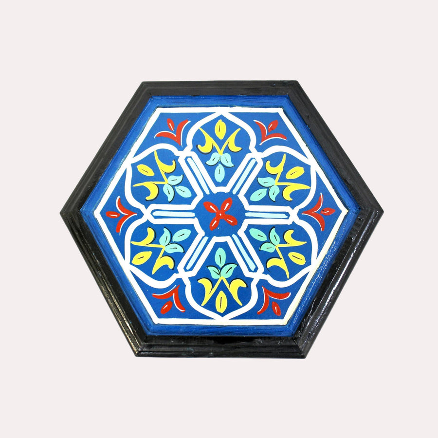 Handmade Moroccan Blue Coffee Table: Hand-Painted Wooden Accent Table
