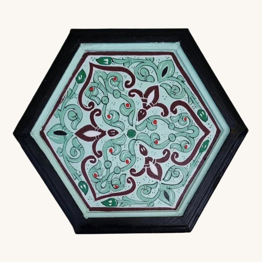 Handpainted Moroccan Coffee Table: Round Wooden Accent Table