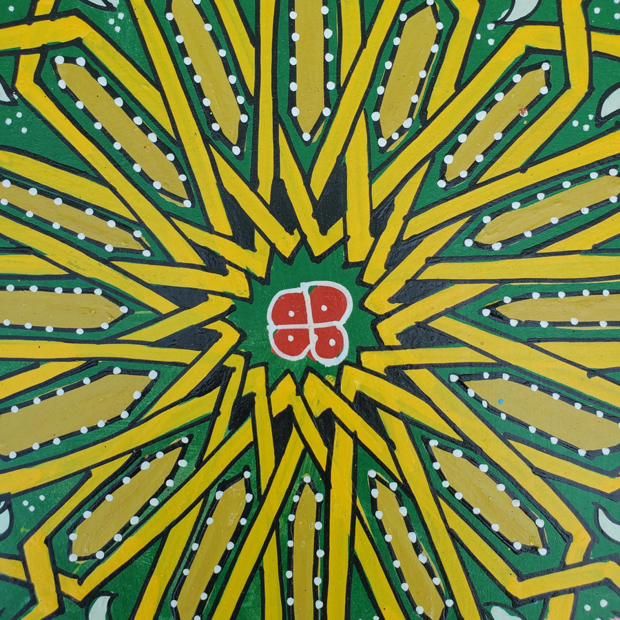 Handpainted Moroccan Coffee Table: Green Round Accent Table