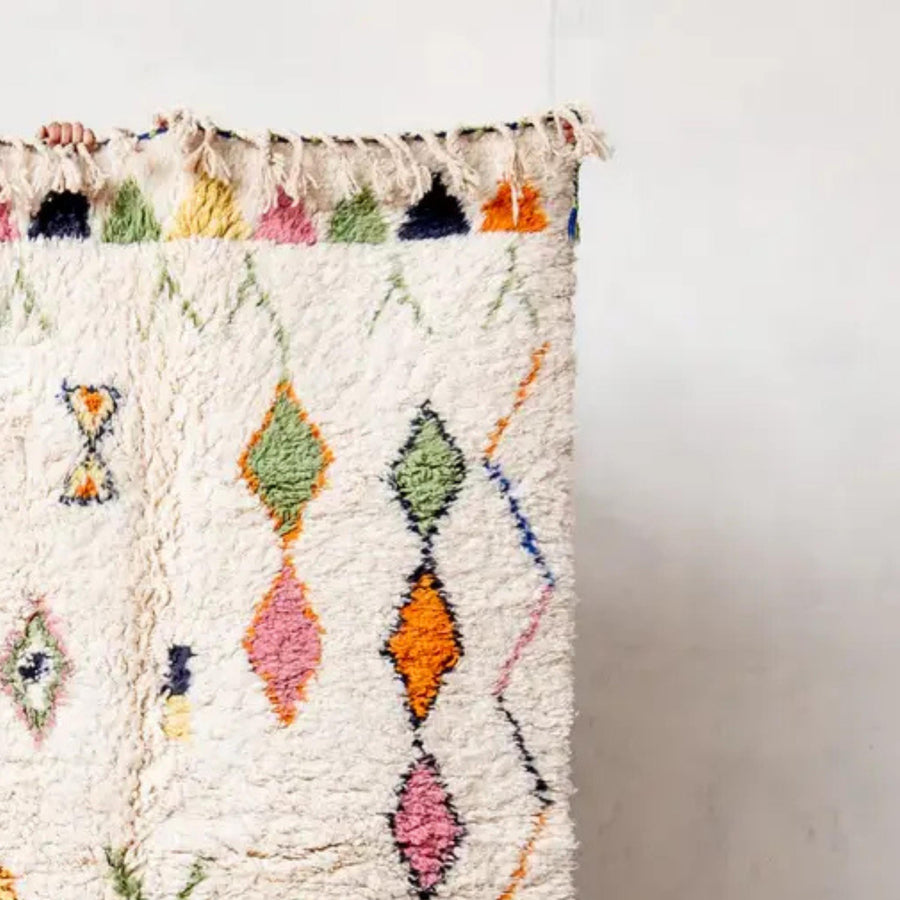 Handmade Azilal Berber Rug: Colorful Moroccan Wool Rug
