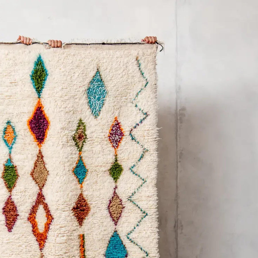 Handmade Moroccan Azilal Rug: All Wool Berber Rug, Custom Design