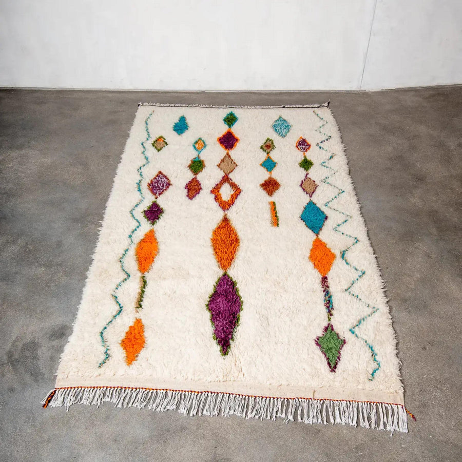 Handmade Moroccan Azilal Rug: All Wool Berber Rug, Custom Design