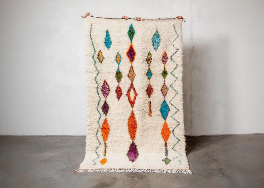 Handmade Moroccan Azilal Rug: All Wool Berber Rug, Custom Design